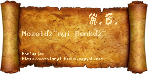 Mozolányi Benkő névjegykártya